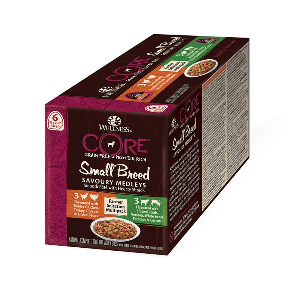 4x Wellness Core Hondenvoer Small Savoury Medleys Farmer Selection 6-pack 6 x 85 gr