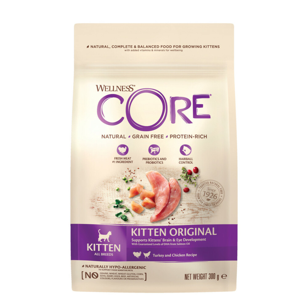 6x Wellness Core Kattenvoer Kitten Kalkoen Zalm 300 gr