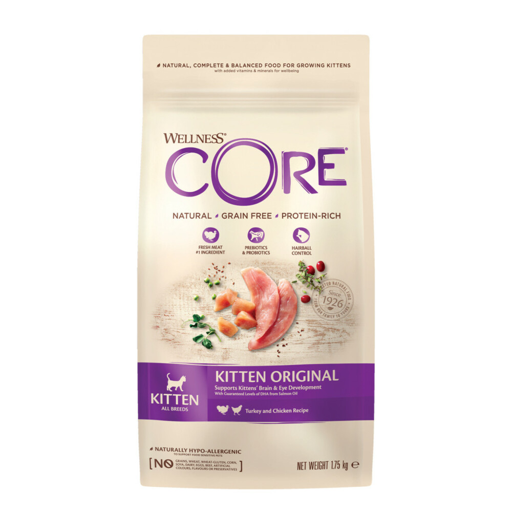 4x Wellness Core Kattenvoer Kitten Kalkoen - Zalm 1,75 kg