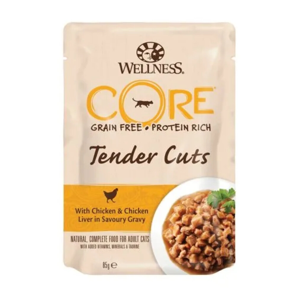 48x Wellness Core Kattenvoer Tender Cuts Kip - Kippenlever 85 gr