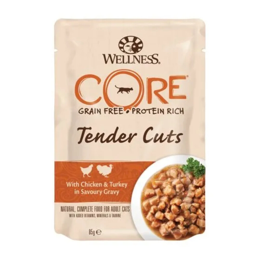 48x Wellness Core Kattenvoer Tender Cuts Kip - Kalkoen 85 gr