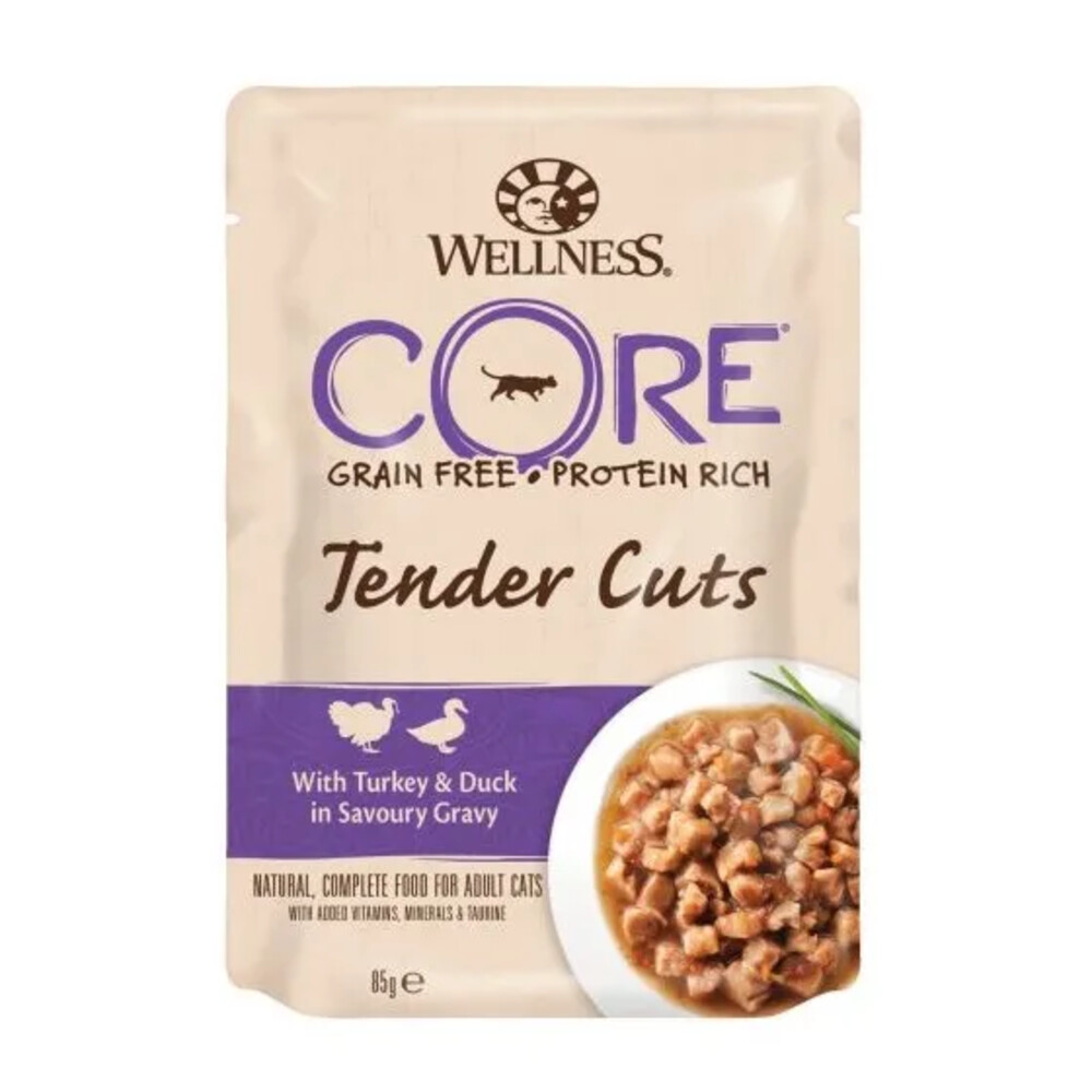 Wellness Core Kattenvoer Tender Cuts Kalkoen Eend 85 gr