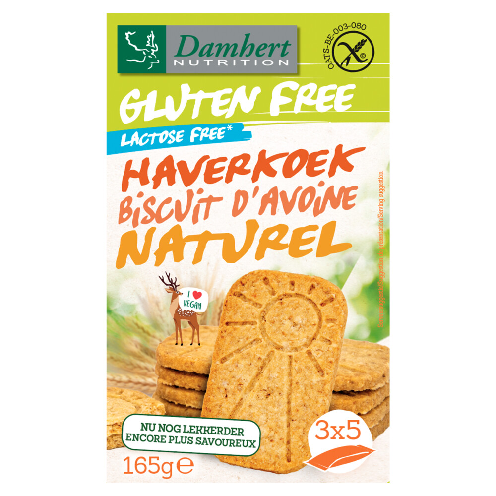 Damhert Haverkoekjes Naturel Glutenvrij 165 gr