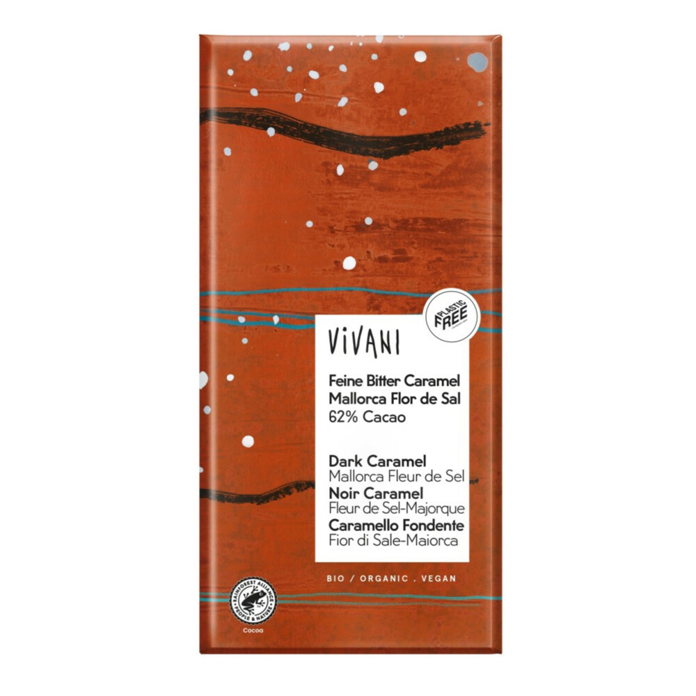 10x Vivani Chocoladereep Puur Caramel en Zout 80 gr