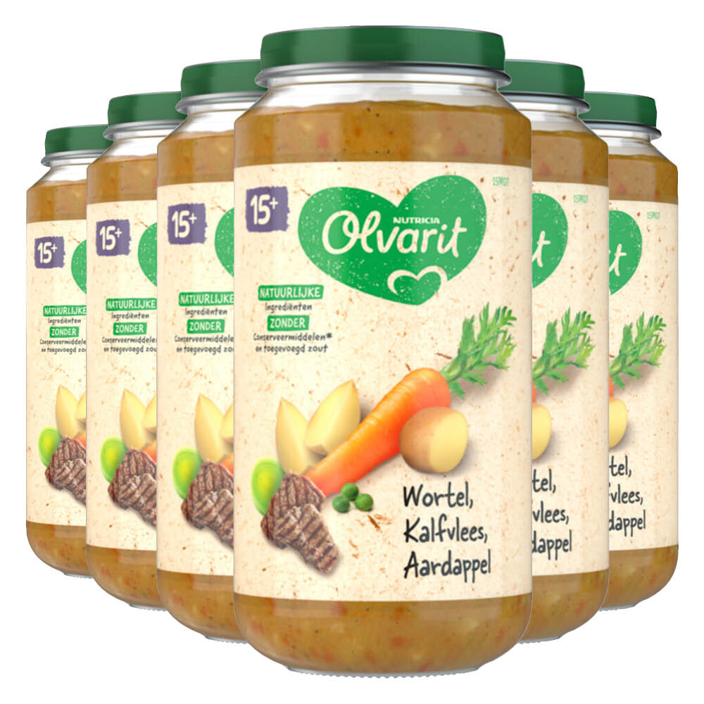 6x Olvarit Maaltijd 15m Wortel Kalfsvlees Aardappel 250 gr