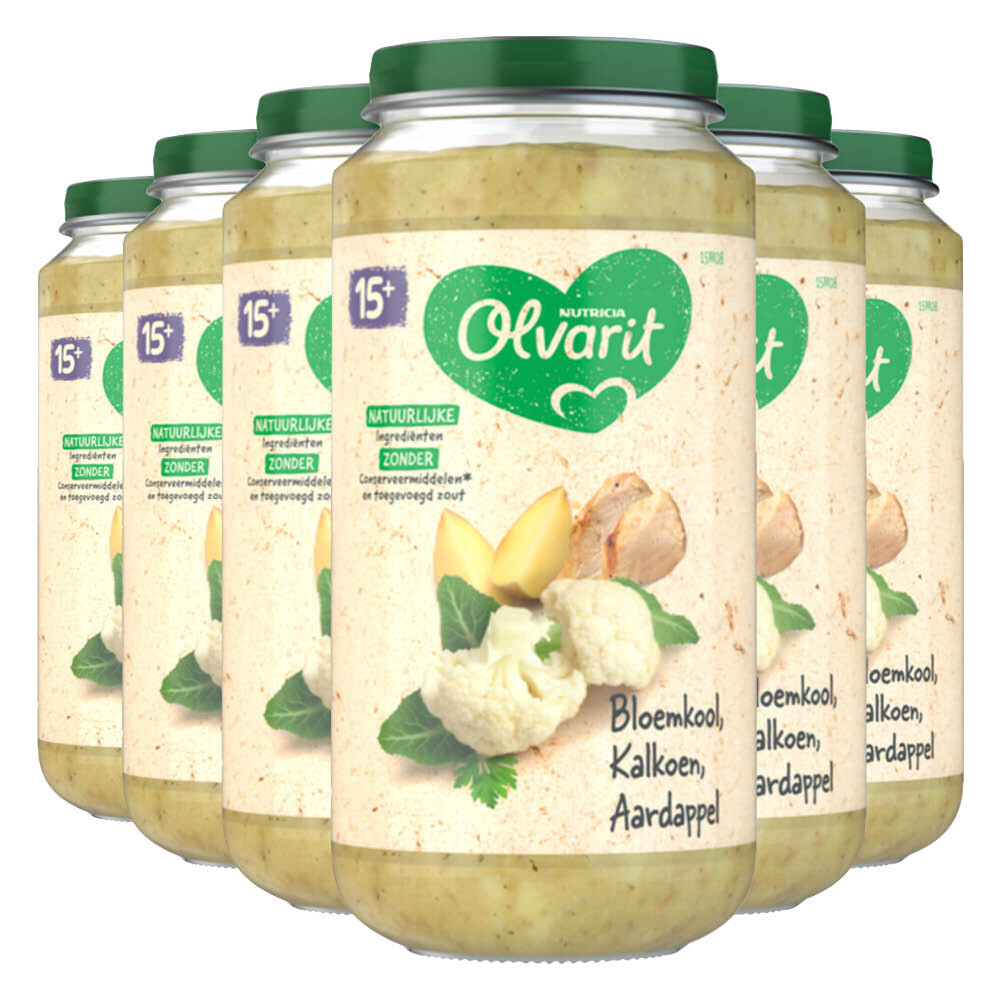 6x Olvarit Maaltijd 15m Bloemkool Kalkoen Aardappel 250 gr