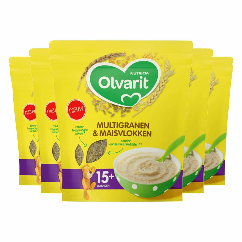 5x Olvarit Multigranen en Maisvlokken 15+ Maanden 200 gr