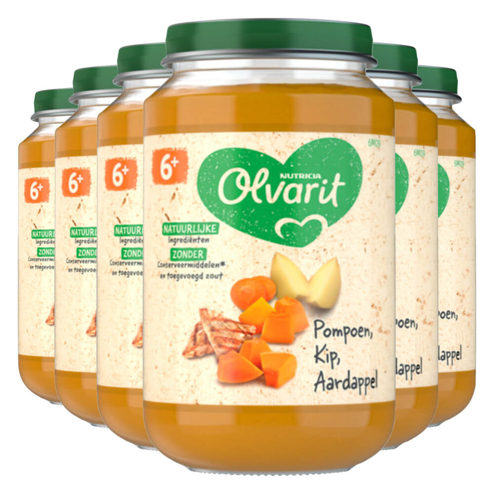 6x Olvarit Maaltijd 6m Pompoen Kip Aardappel 200 gr