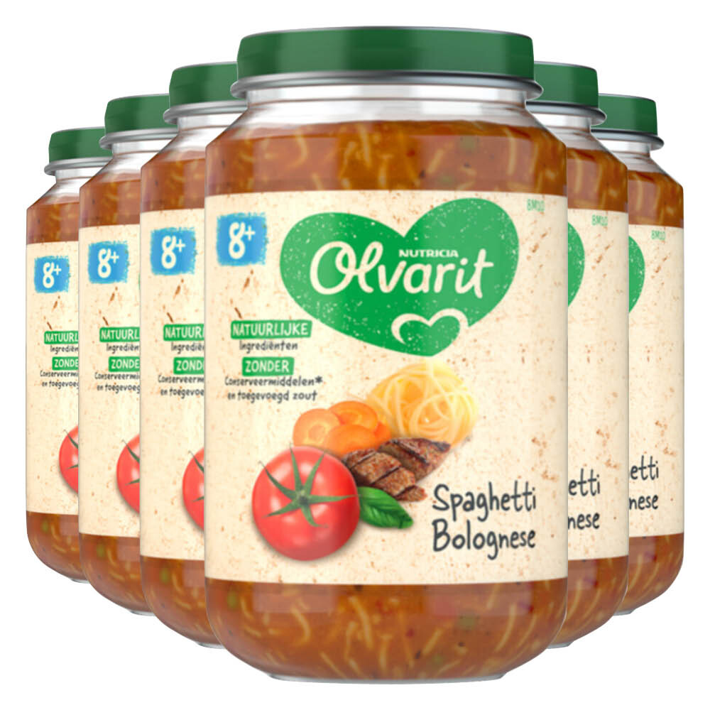 6x Olvarit Maaltijd 8m Spaghetti Bolognese 200 gr