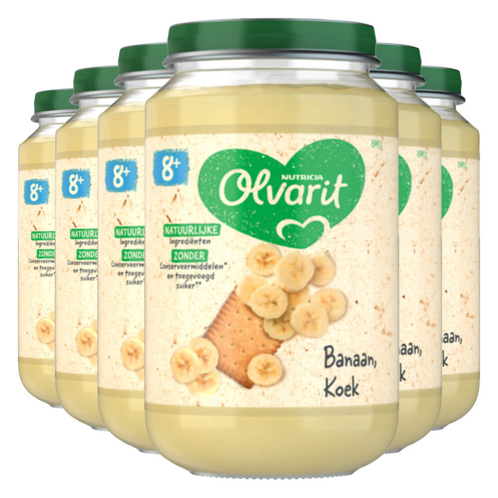 6x Olvarit Fruithapje 8m Banaan Koek 200 gr