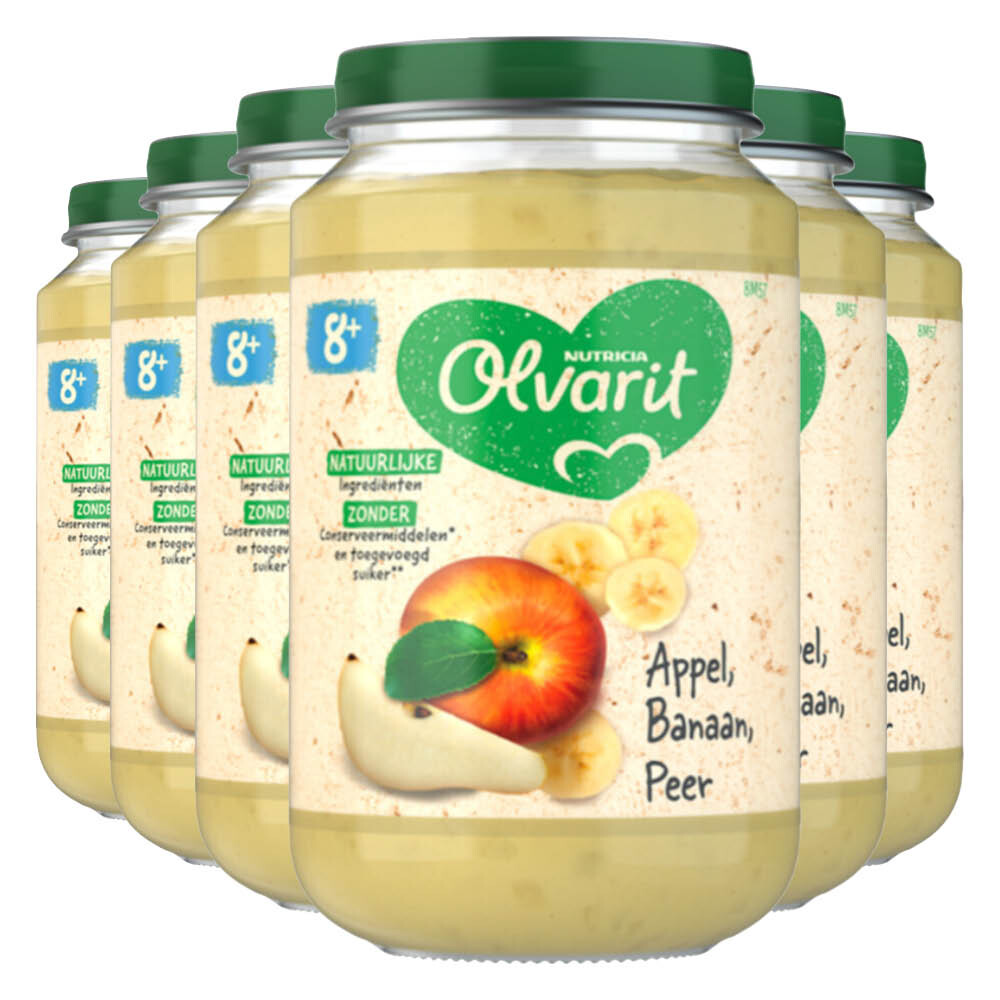 6x Olvarit Fruithapje 8m Appel Banaan Peer 200 gr