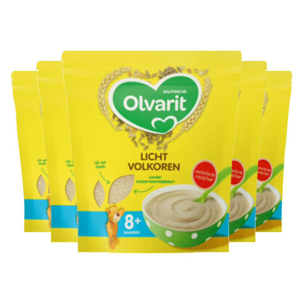 5x Olvarit Granenpap Licht Volkoren 8+ Maanden 200 gr