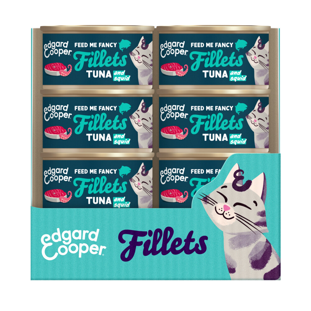 24x Edgard&Cooper Kattenvoer Fillets Tonijn - Inktvis 70 gr