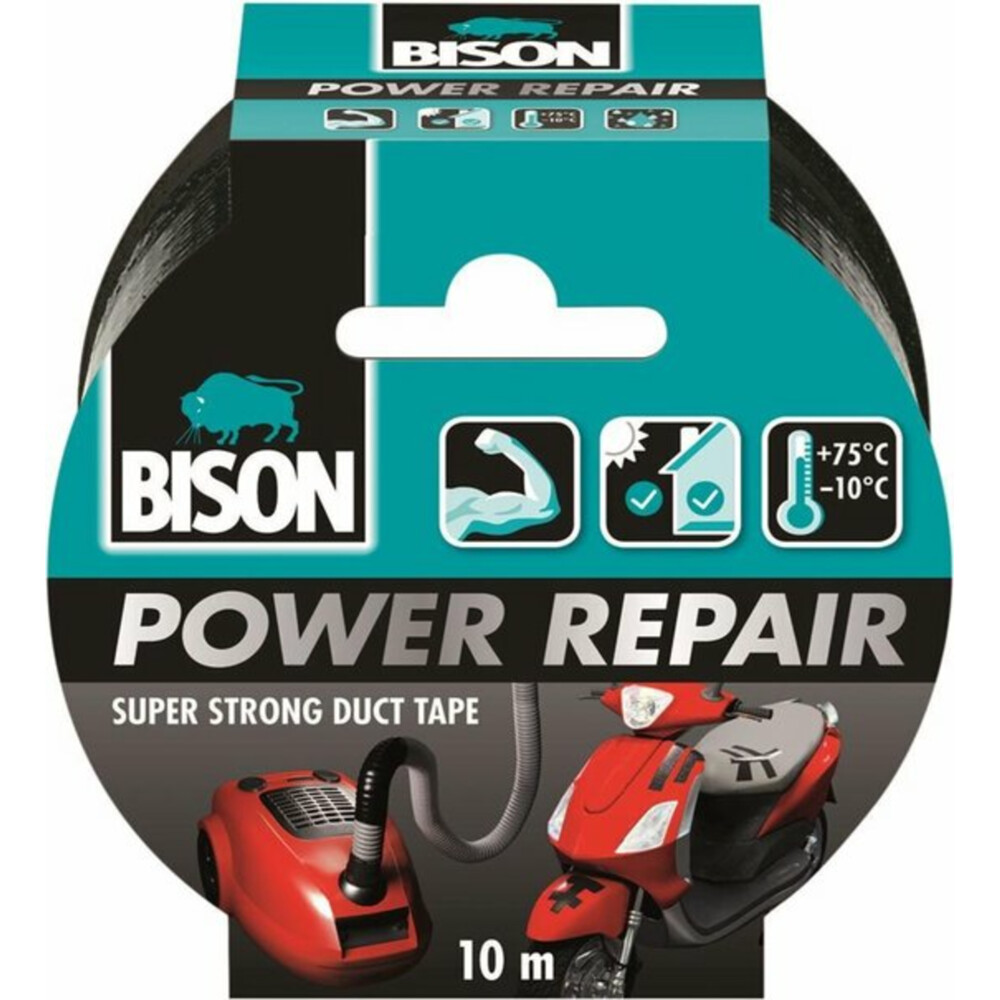 Bison Power repair tape zwart 10 mtr