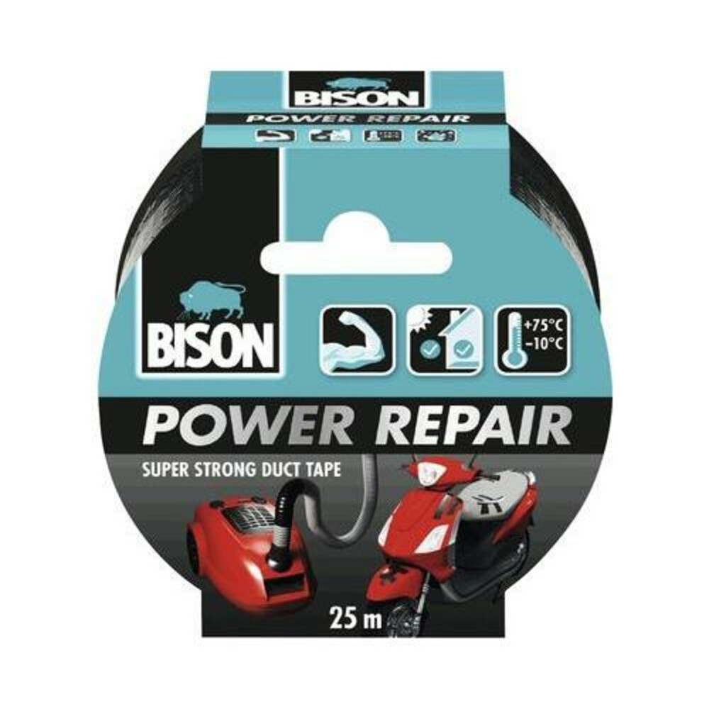 Bison Power repair tape zwart 25 mtr