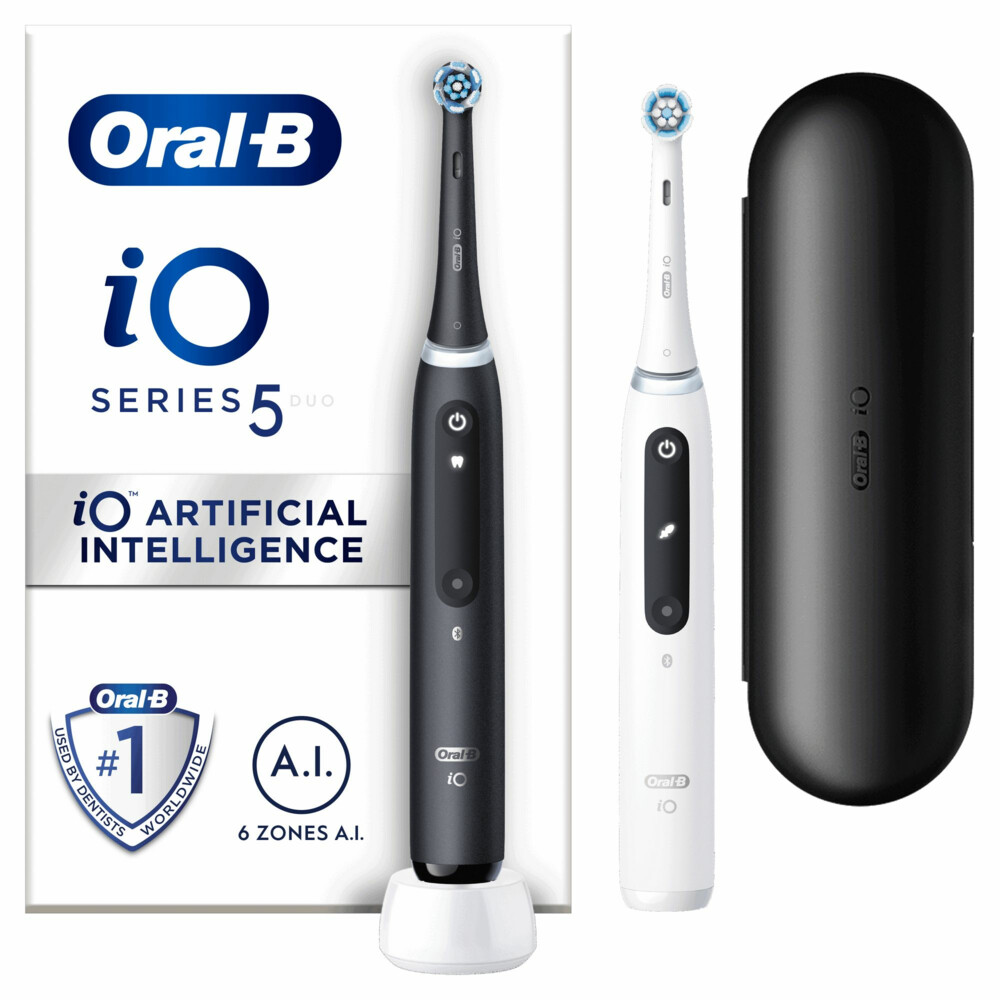 3x Oral-B Elektrische Tandenborstel iO5 Black&White 2 stuks met grote korting