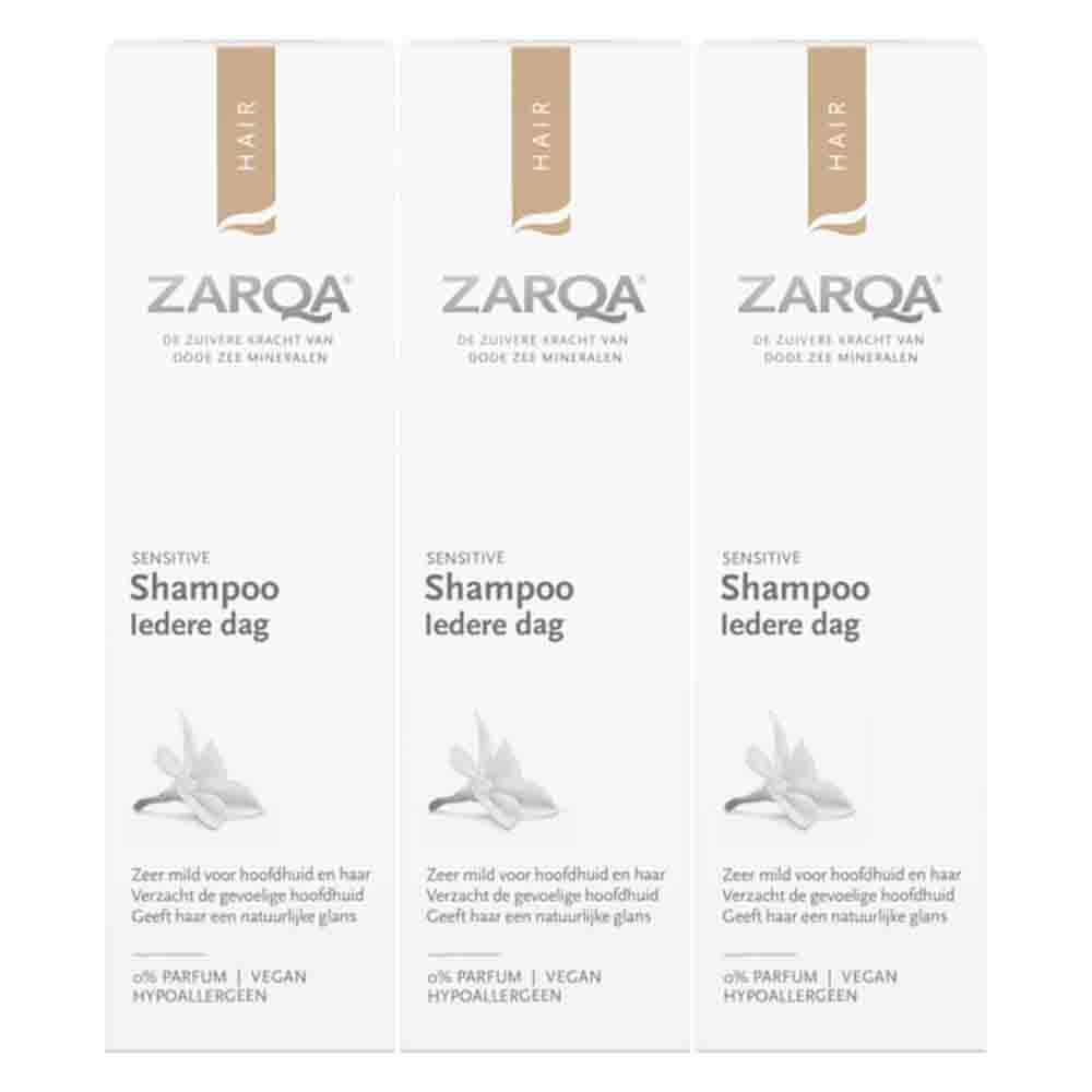 3x Zarqa Sensitive Shampoo Iedere Dag 200 ml