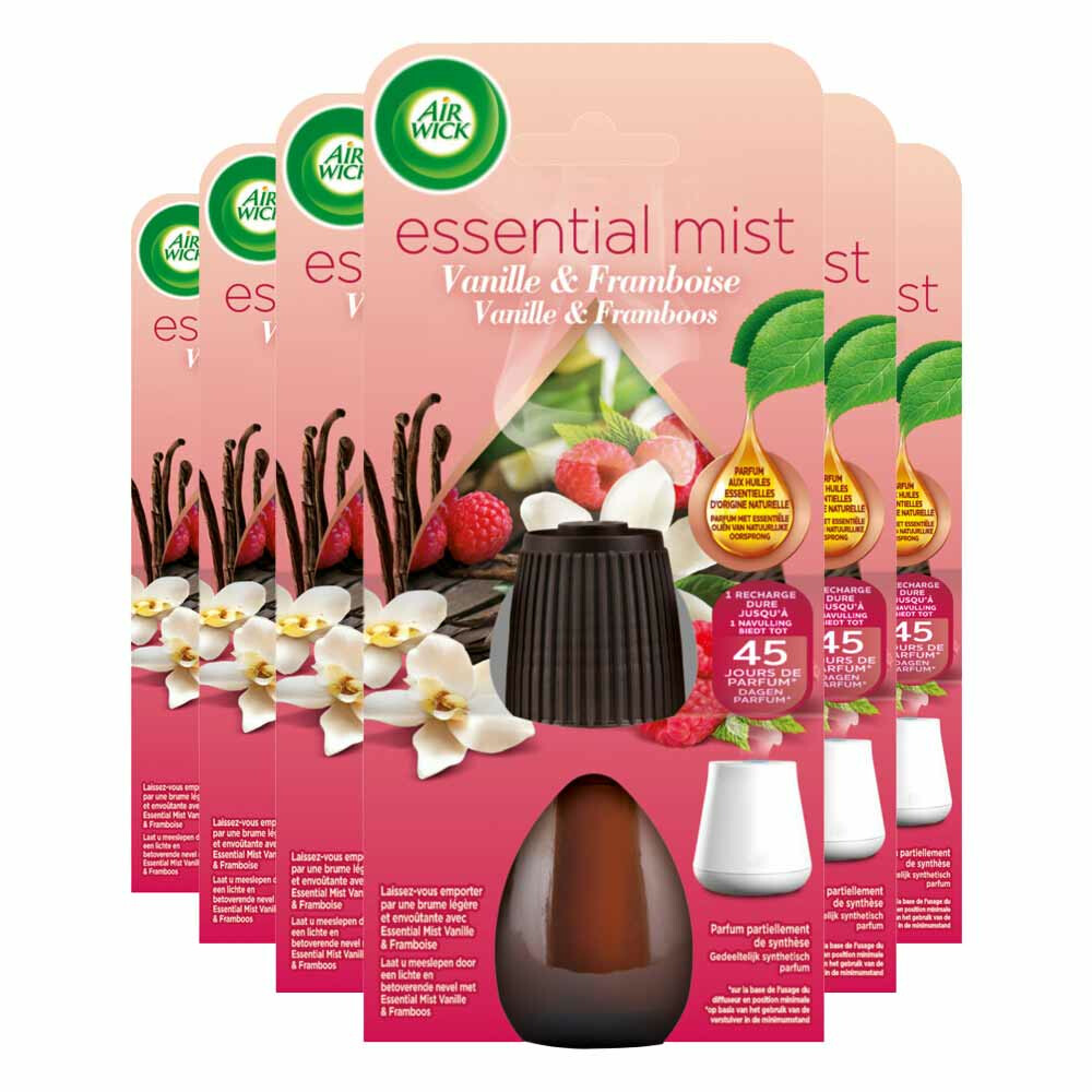 6x Air Wick Essential Mist Automatische Luchtverfrisser Navulling Vanilla 20 ml