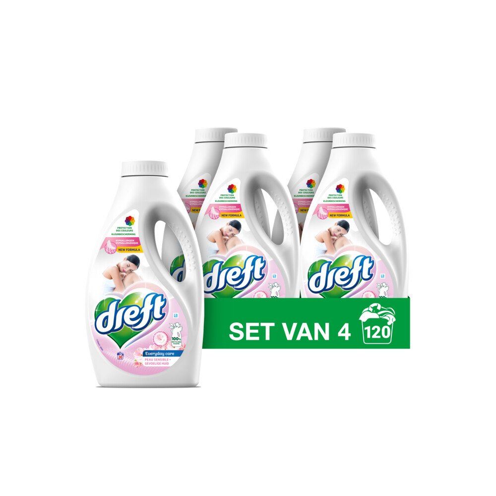 4x Dreft Pure Vloeibaar Wasmiddel Gevoelige huid 1,6 liter