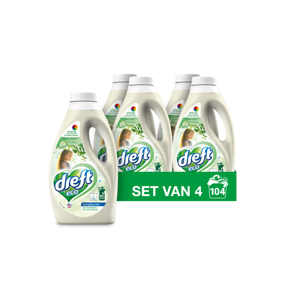 4x Dreft Eco Vloeibaar Wasmiddel Ecolabel 1,43 liter