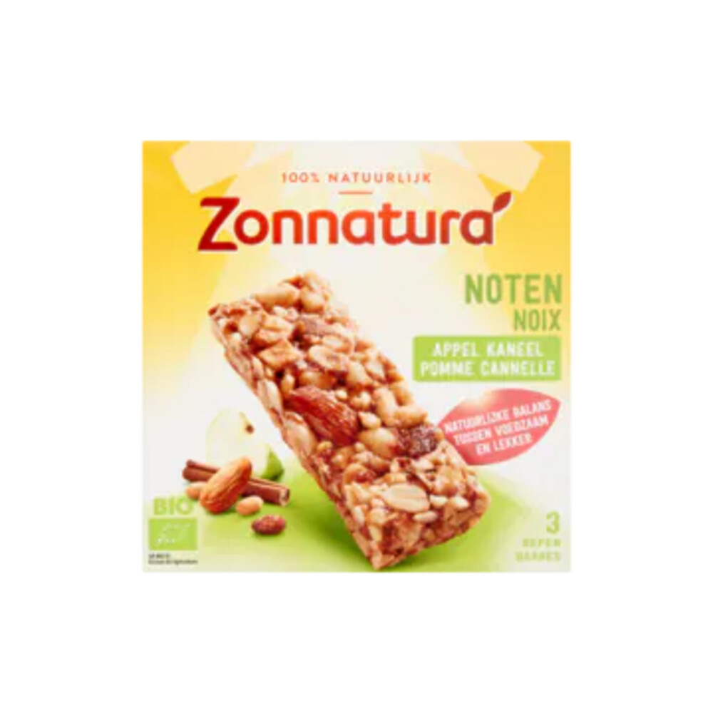 15x Zonnatura Noten Reep Appel Kaneel Biologisch 3 x 25 gr