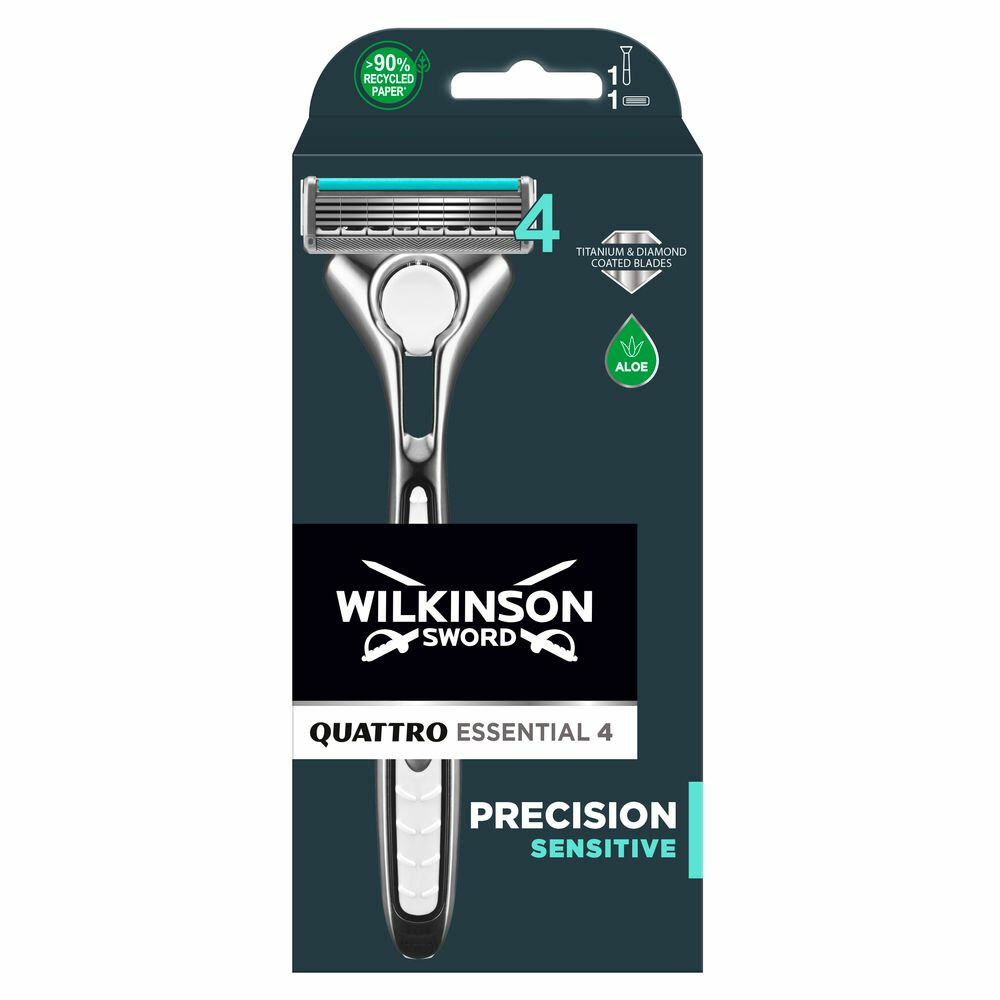 Wilkinson Men Scheermes Quattro Razor Essential 4 Sensitive 1up aanbieding