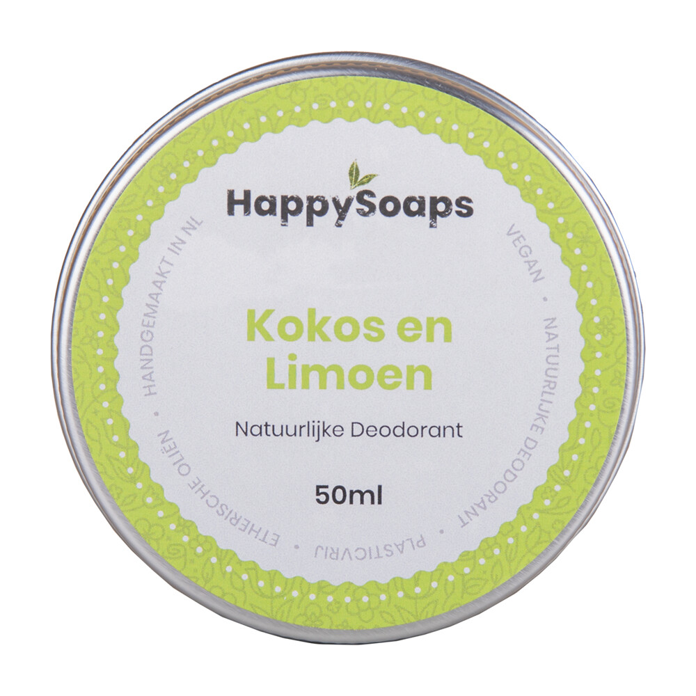 6x HappySoaps Natuurlijke Deodorant Kokos En Limoen 50 gr