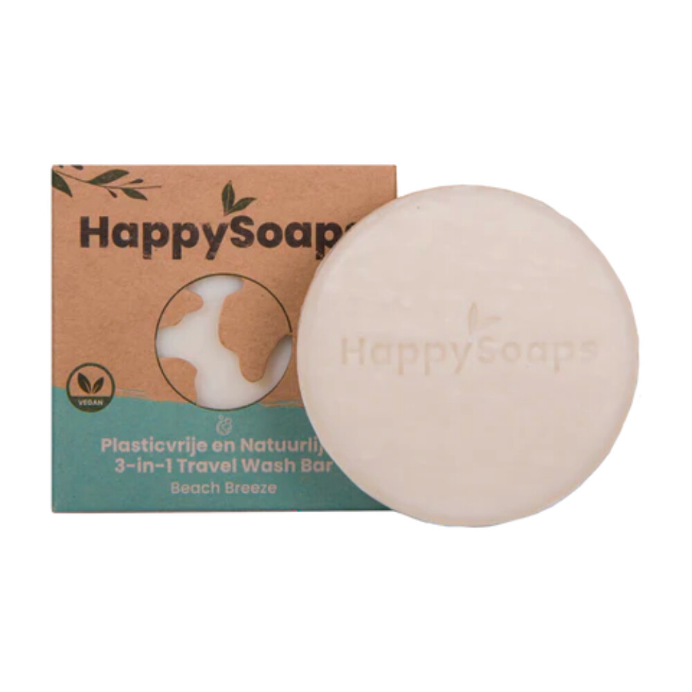 10x HappySoaps 3-in-1 Travel Wash Bar Beach Breeze 40 gr