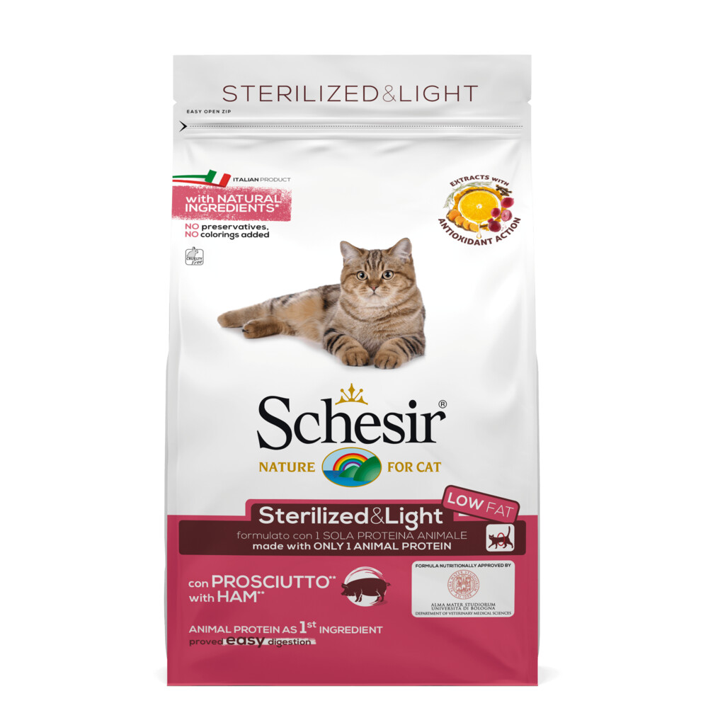 Schesir Cat Dry Sterilized & Light Ham 400 g Monoprotein Kattenvoer