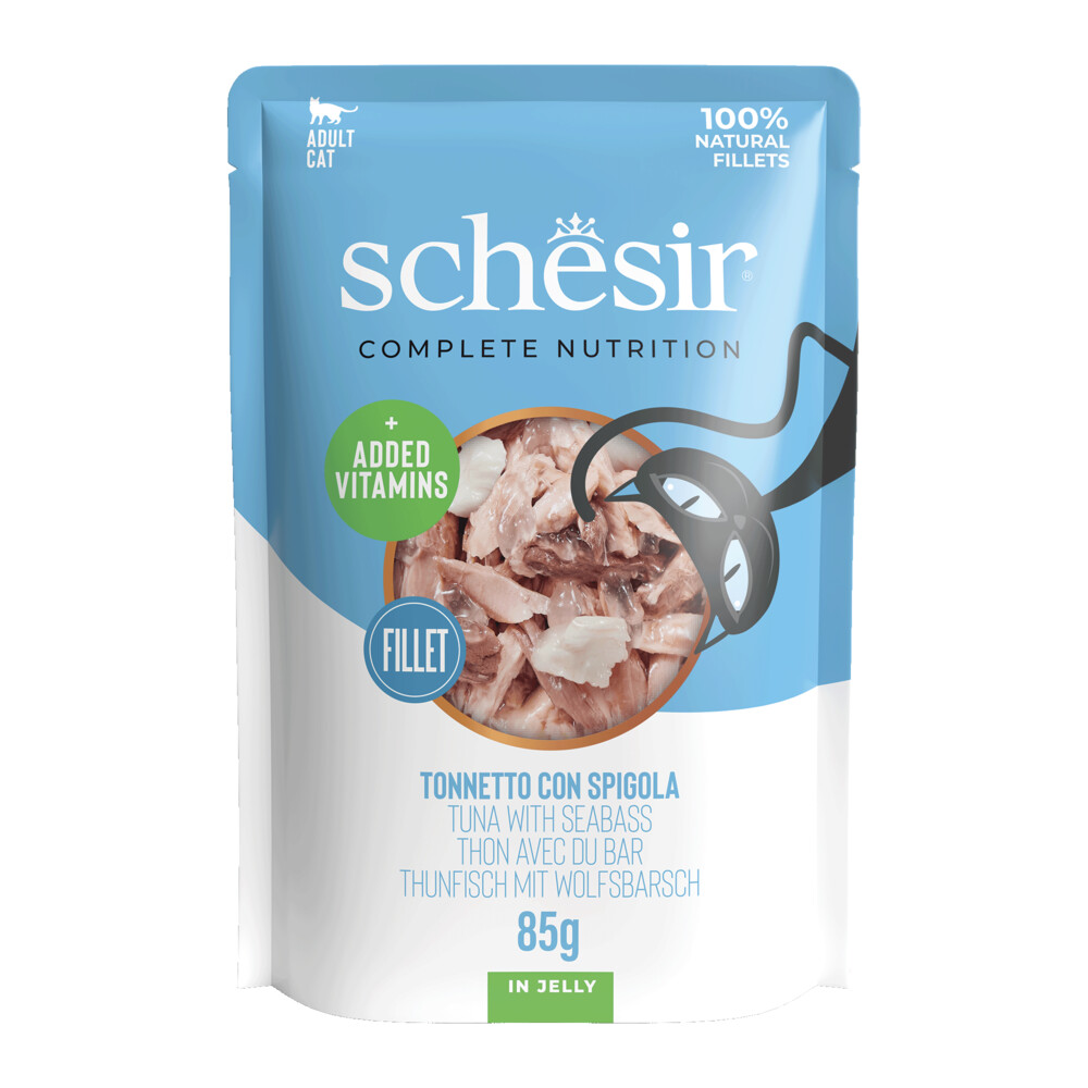 12x Schesir Kattenvoer Tonijn - Zeebaars in Gelei 85 gr