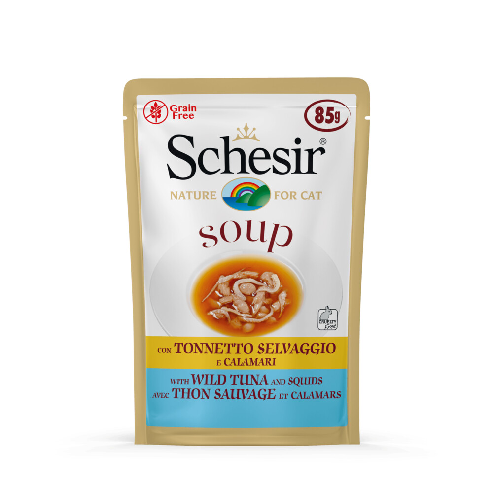 Schesir Pouch Cat Soup Kattenvoer Kip Inktvis 85 g