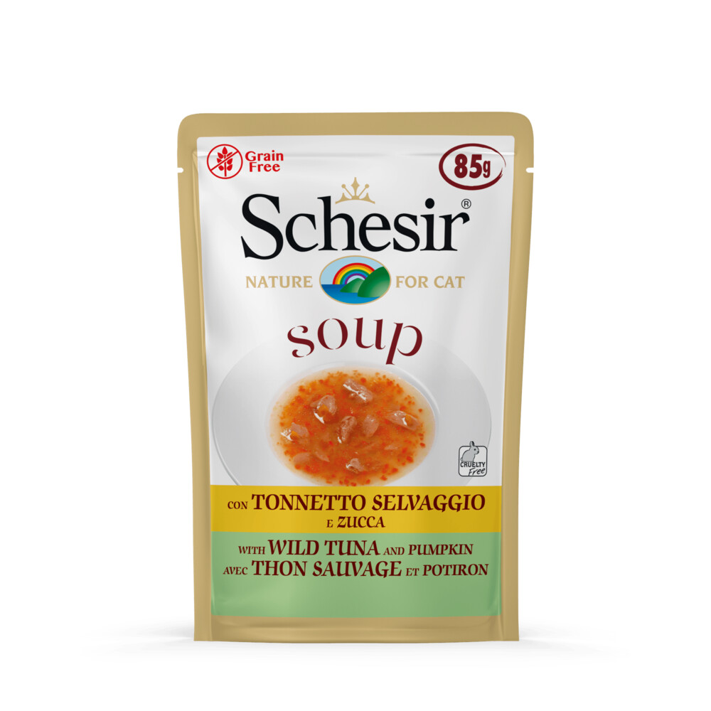 20x Schesir Kattenvoer Wilde Tonijn Pompoen Soup 85 gr