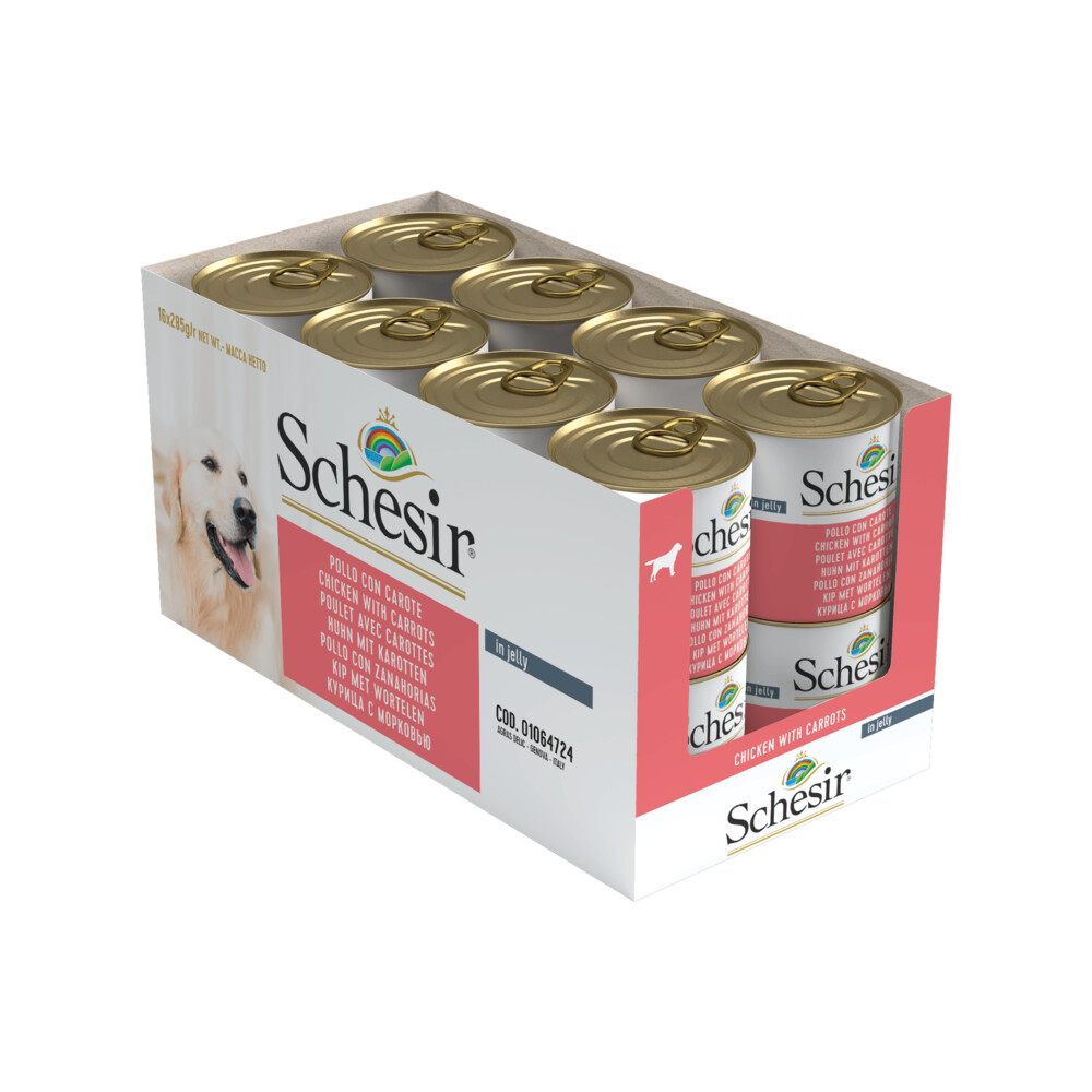 16x Schesir Hondenvoer Kip Wortel in Gelei 285 gr