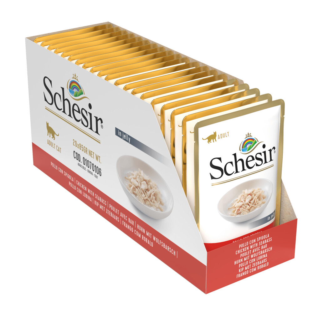 20x Schesir Kattenvoer Kip Zeebaars in Gelei 85 gr