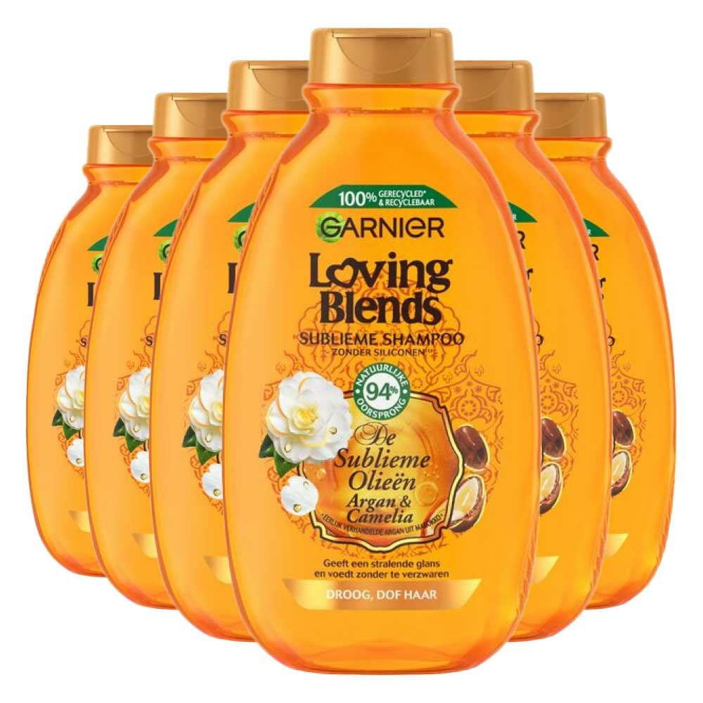 Garnier Loving Blends Argan & Cameliaolie shampoo 6x 300ml multiverpakking