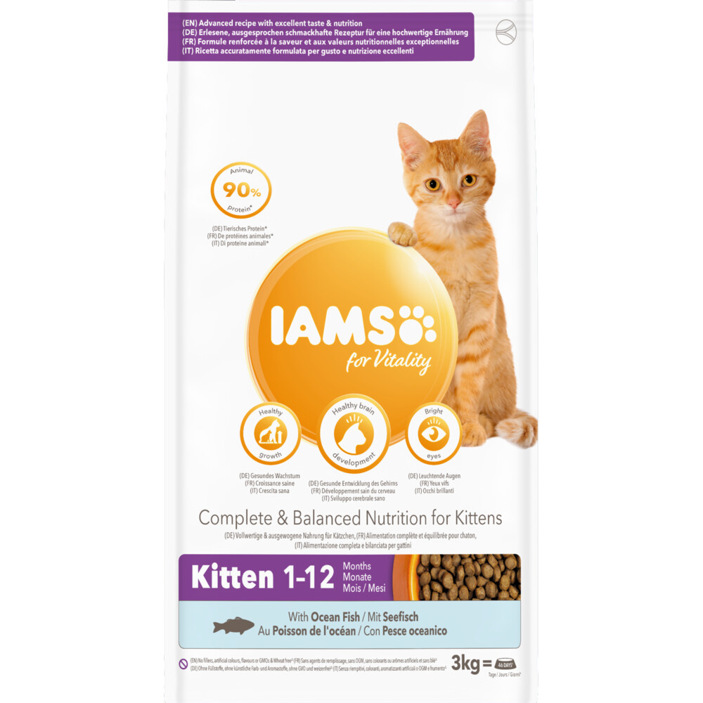 3x Iams Cat Kitten Ocean Fish 3 kg