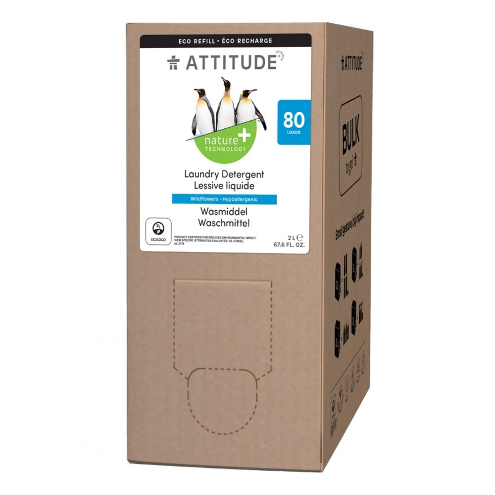 Attitude Nature+ Bulk2go Vloeibaar Wasmiddel 80 Beurten Wild Flowers (2ltr)