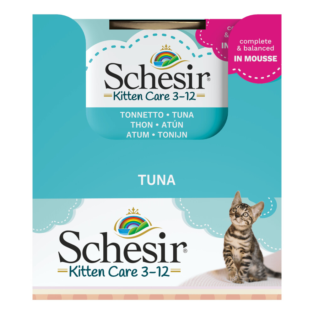 14x Schesir Kattenvoer Kitten 3-12 Tonijn in Mousse 85 gr