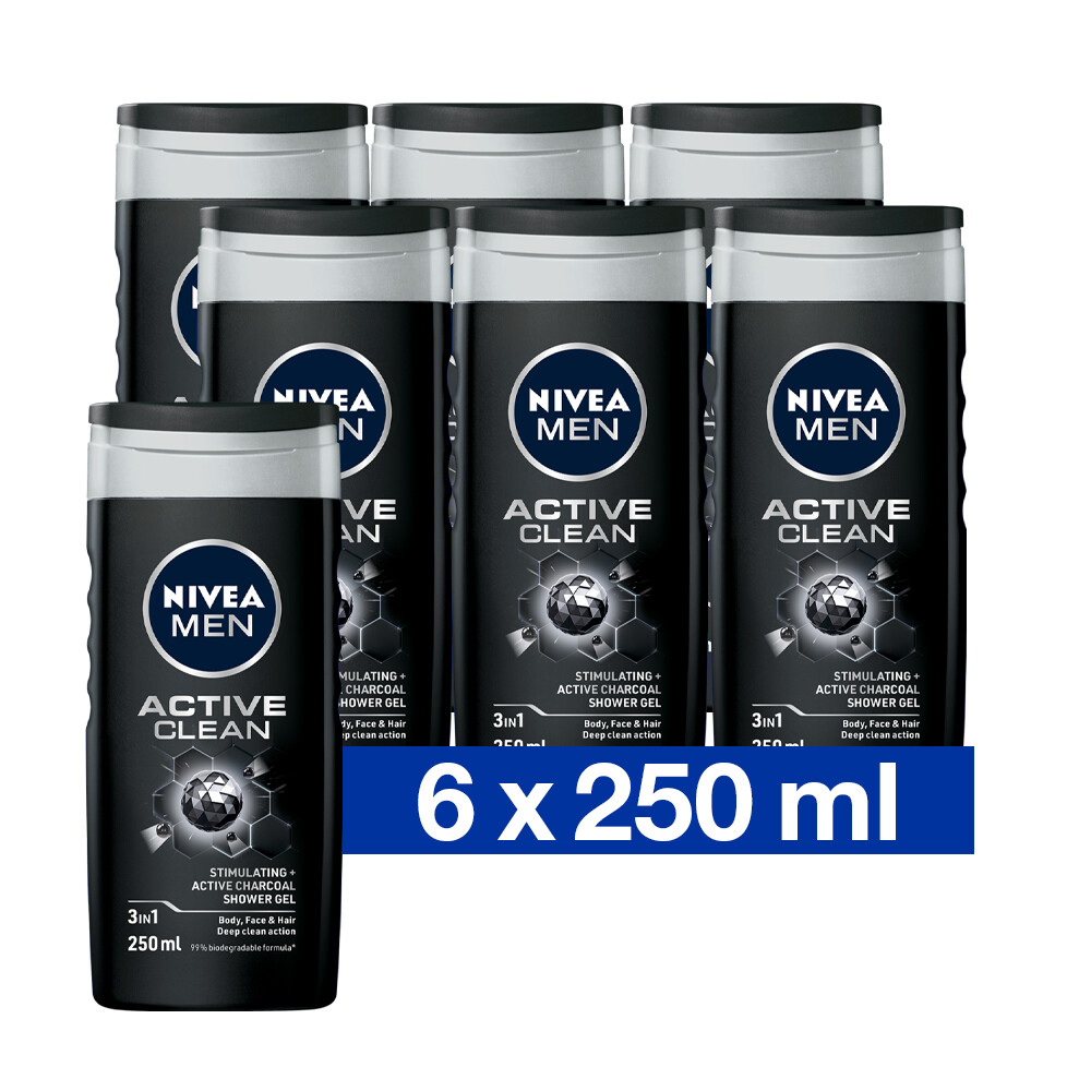 6x Nivea Men Douchegel Active Clean 250 ml