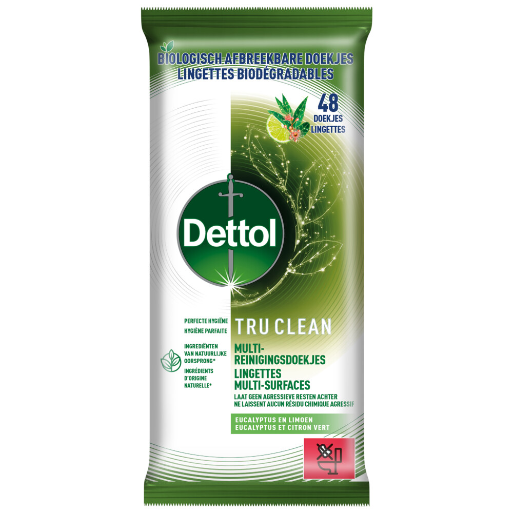 Dettol Reinigingsdoekjes Tru Clean Eucalyptus&Lime 48 stuks