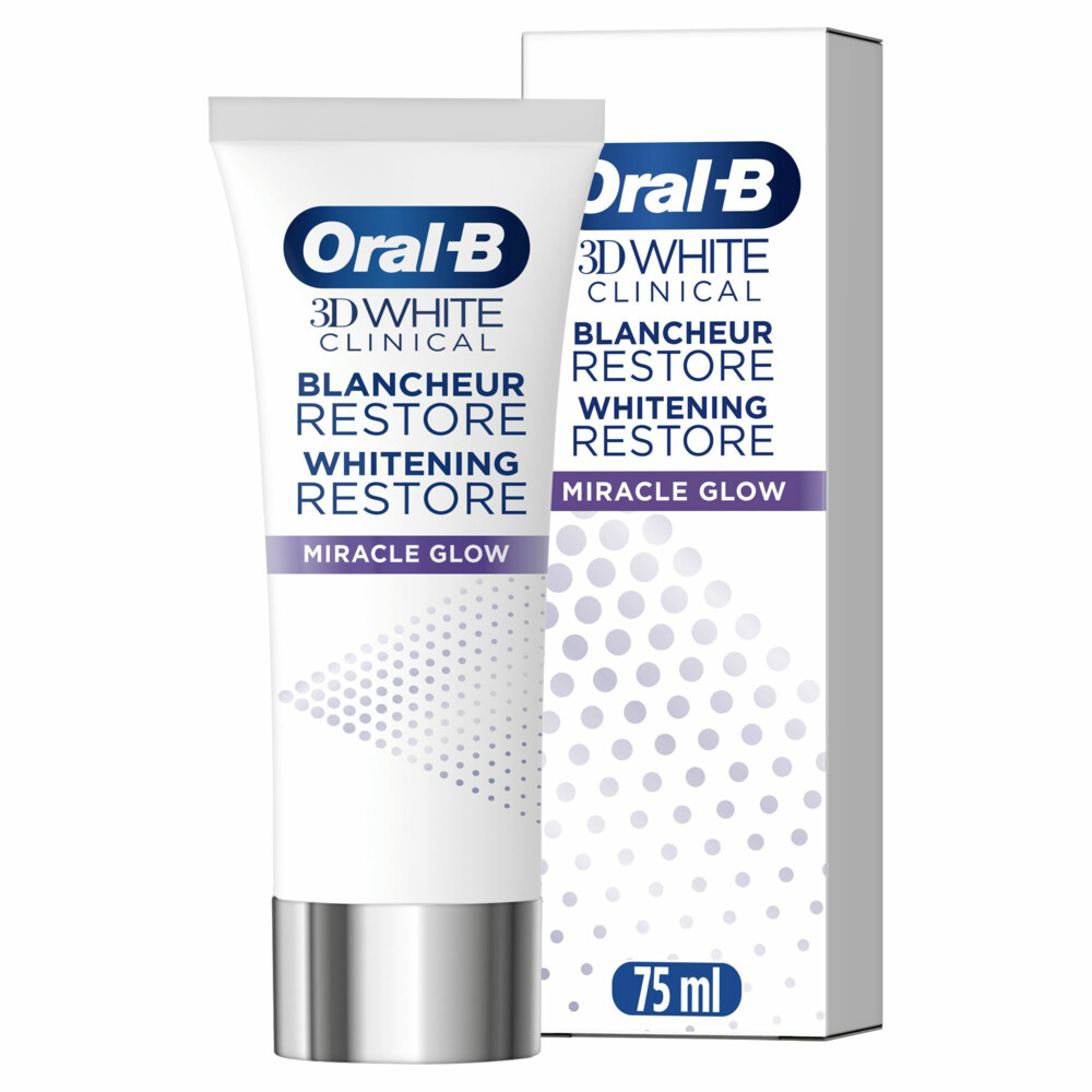 12x Oral-B Tandpasta 3D White Clinic Miracle Glow 75 ml