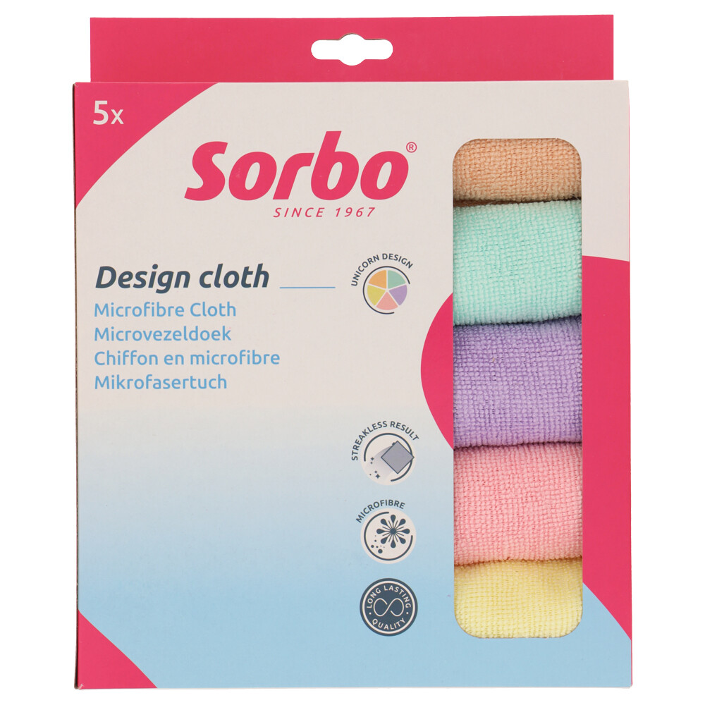 6x Sorbo Microvezeldoek Unicorn 40x40cm 5 stuks