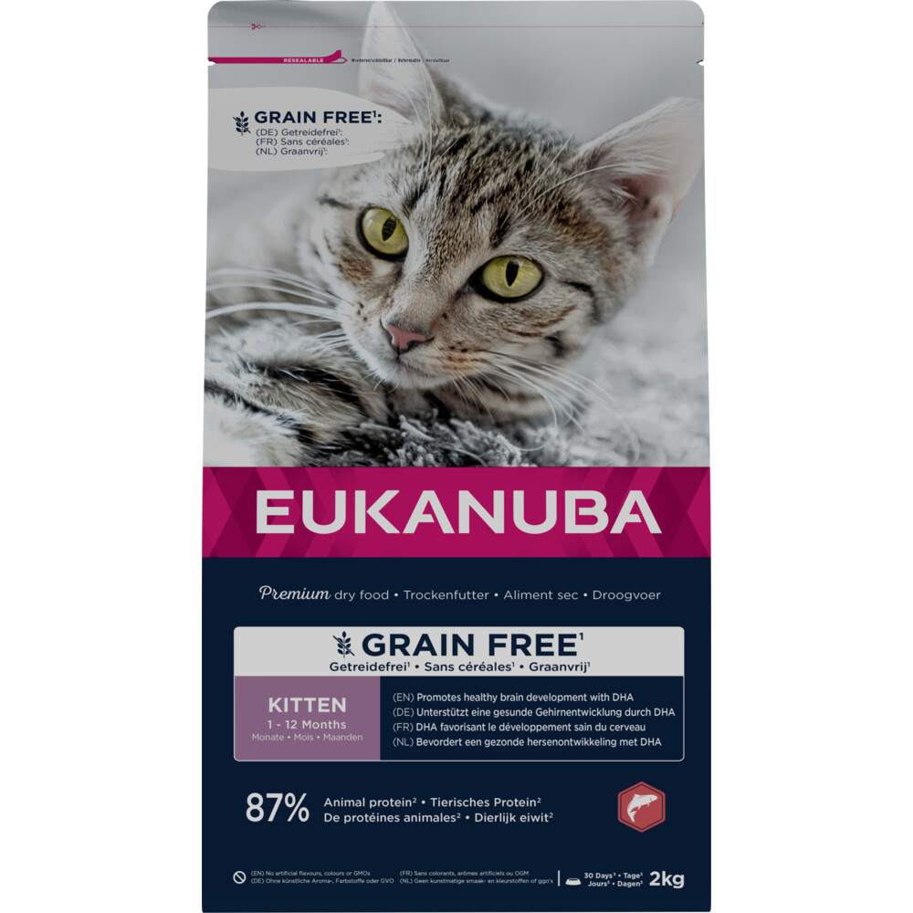 4x Eukanuba Kat Kitten Graanvrij Zalm 2 kg