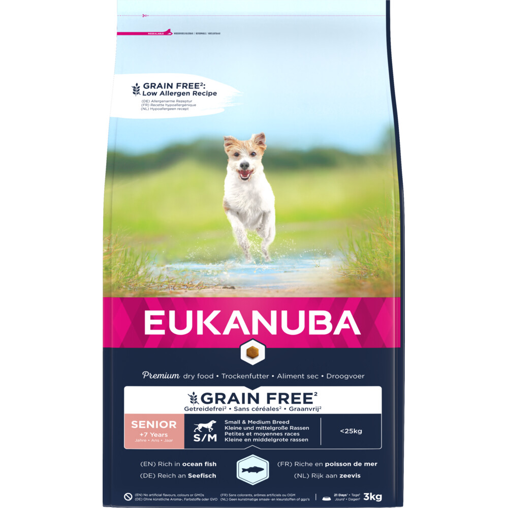 Eukanuba Hondenvoer Senior Small-Medium Graanvrij Zeevis 3 kg