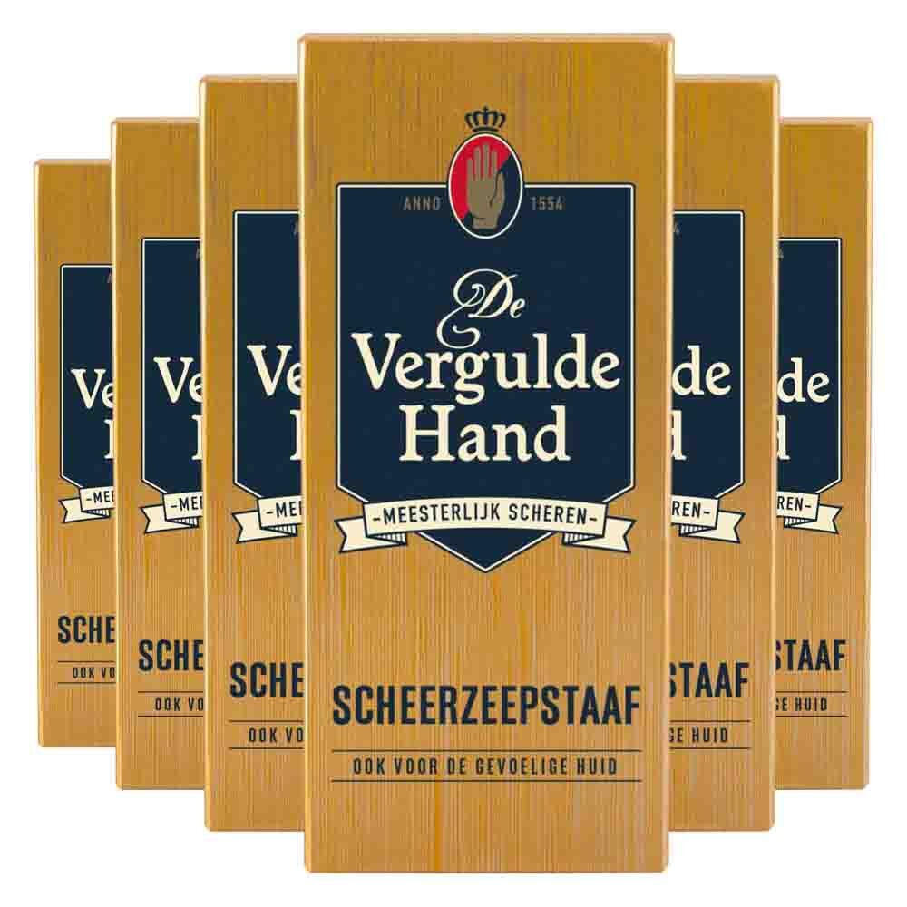 6x Vergulde Hand Scheerzeepstaaf 75 gr