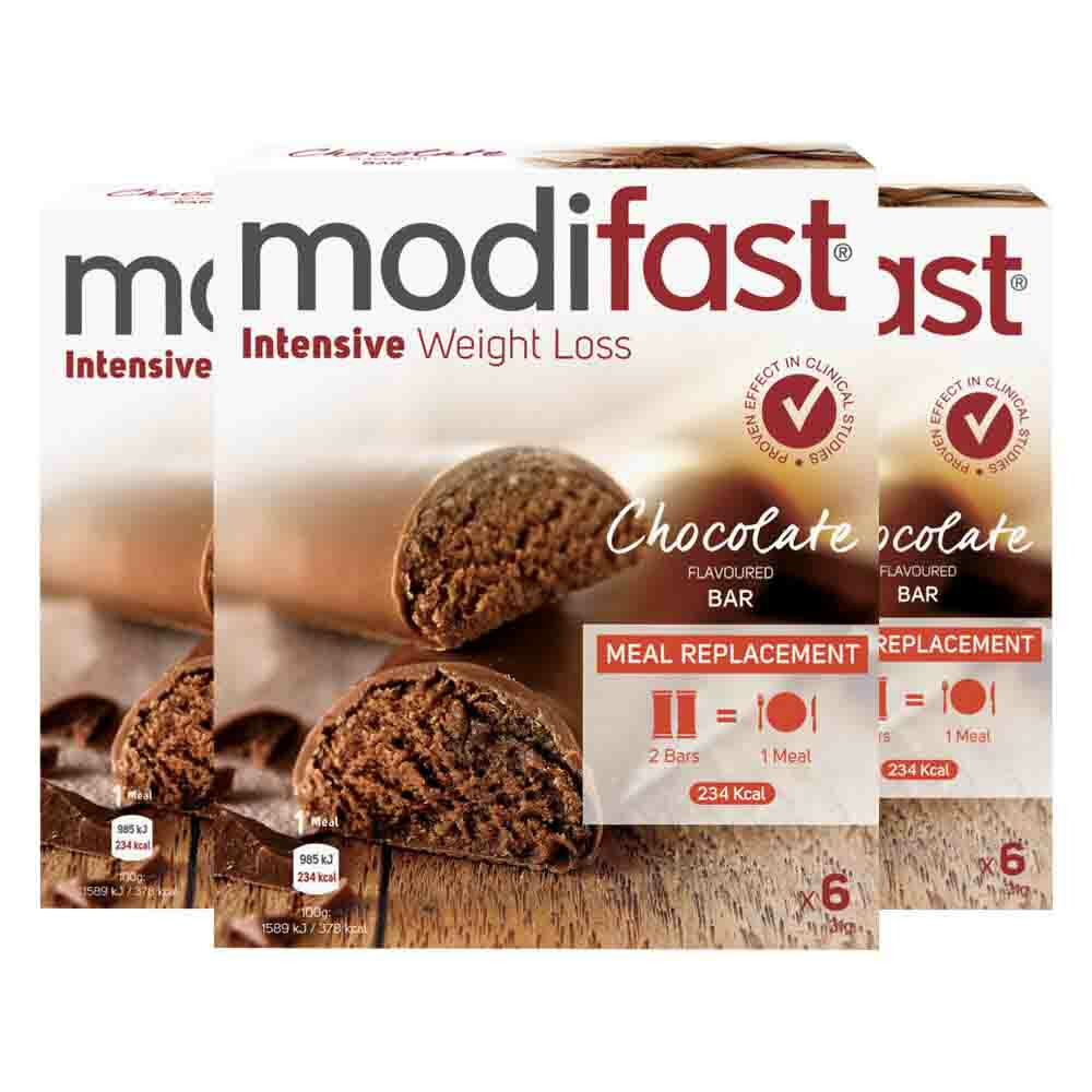 3x Modifast Intensive Reep Melk Chocolade 6 x 31 gr