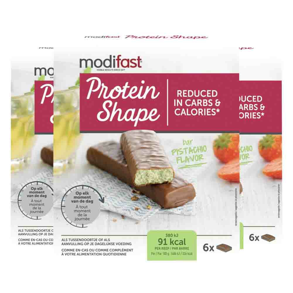 3x Modifast Protein Shape Reep Chocolade-Pistache 6 x 27 gr