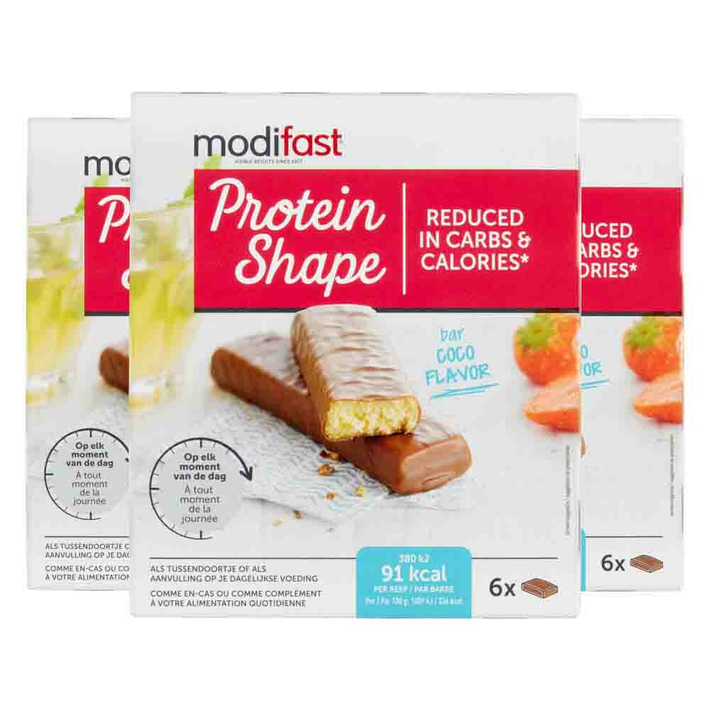 3x Modifast Protein Shape Reep Chocolade-Kokos 6 x 27 gr