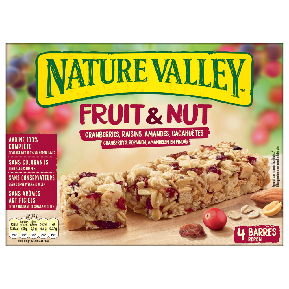 8x Nature Valley Fruit&Nut Cranberries 4 stuks