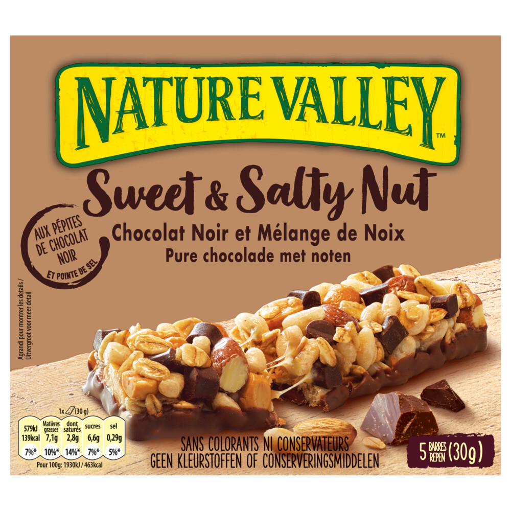 Nature Valley Sweet&Salty Nut Pure Chocolade 5 stuks